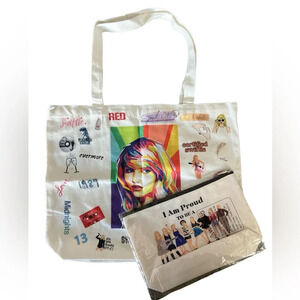 TAYLOR SWIFT SWIFTIE ERAS TORTURED POETS 1989 LOVER RED MERCH TOTE MAKE UP BAG